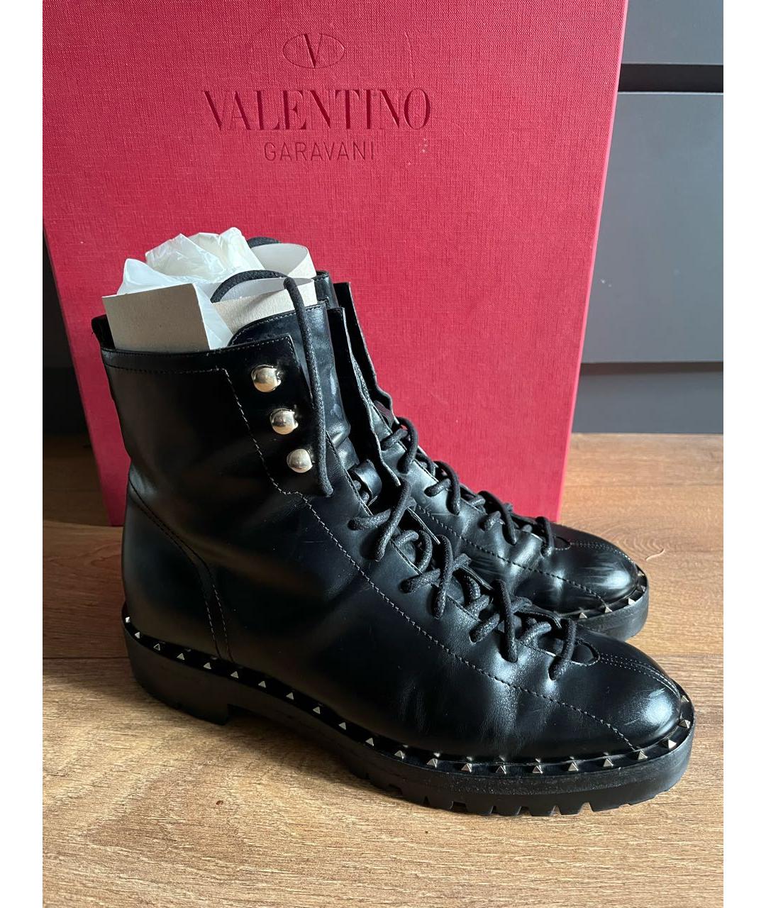 VALENTINO Черные кожаные полусапоги, фото 8
