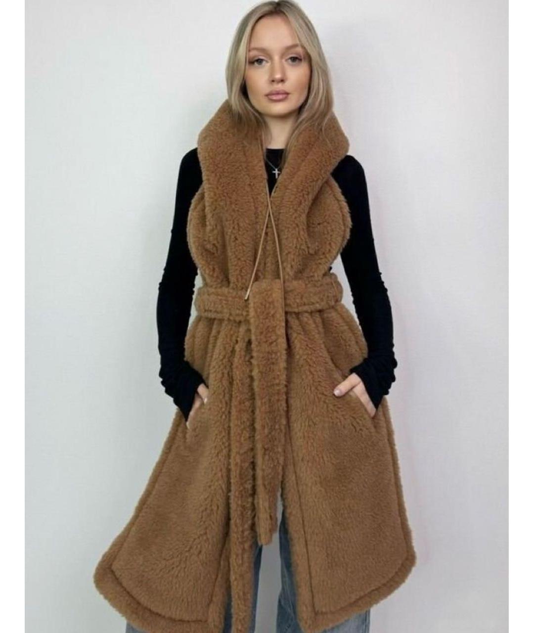 MAX MARA Коричневый меховой жилет, фото 5
