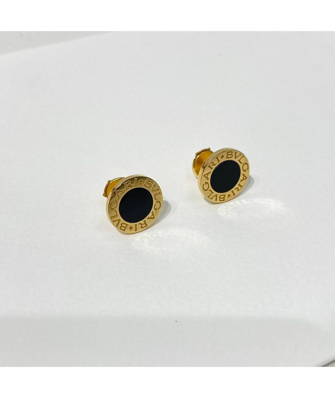 BVLGARI Черные серьги из желтого золота, фото 4