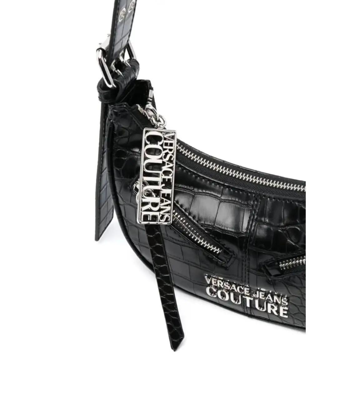 VERSACE JEANS COUTURE Черная сумка через плечо из лакированной кожи, фото 2
