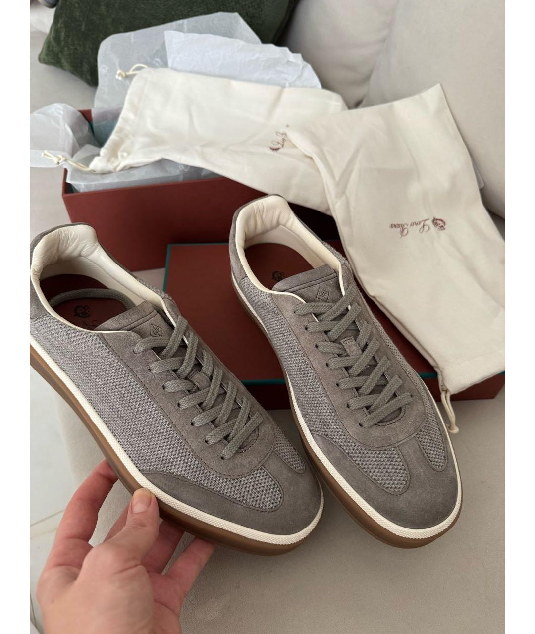 LORO PIANA Бежевые замшевые кроссовки, фото 2