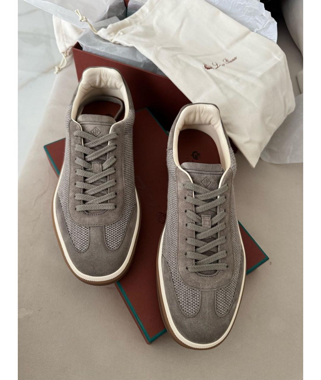 LORO PIANA Бежевые замшевые кроссовки, фото 3