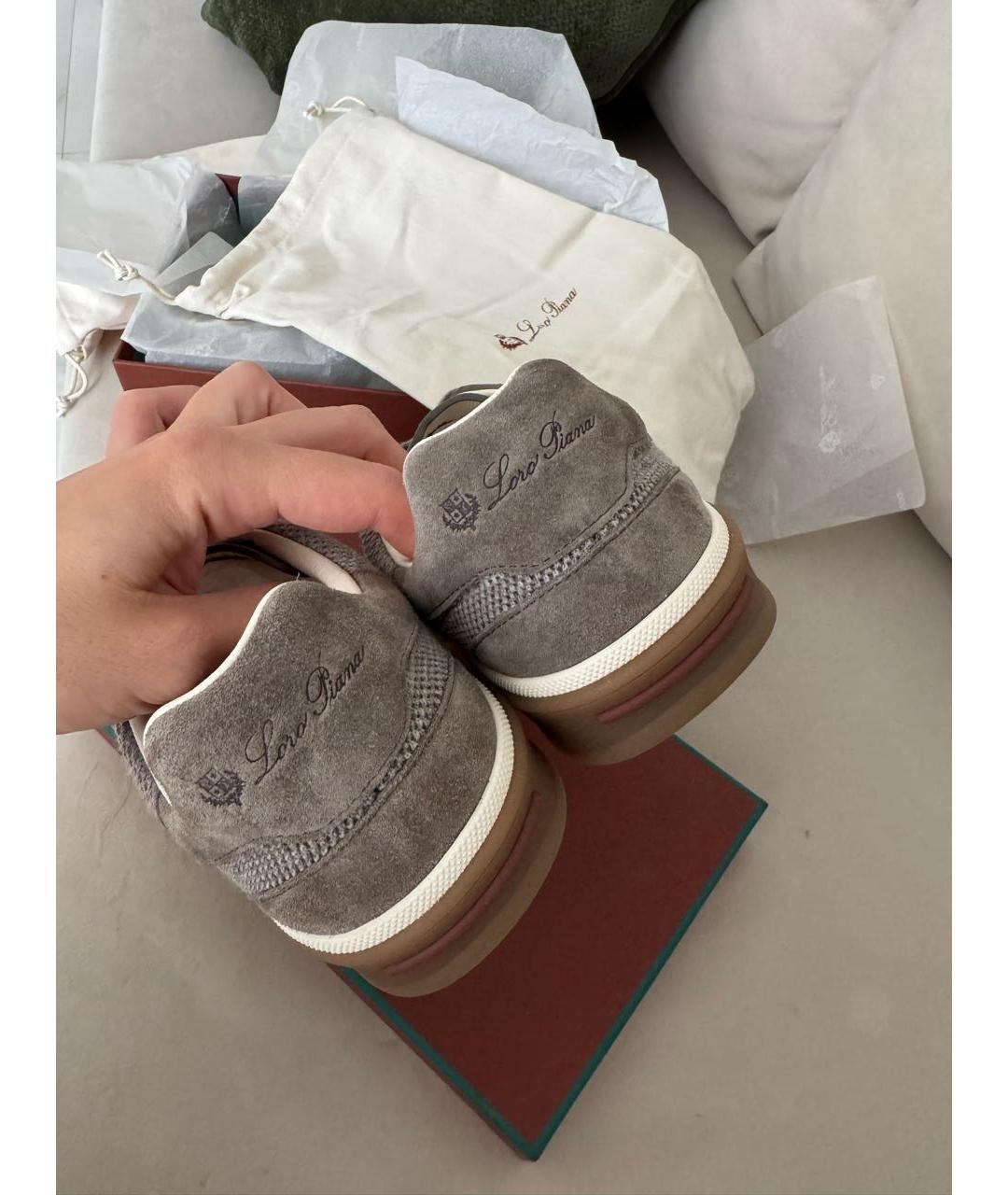 LORO PIANA Бежевые замшевые кроссовки, фото 5