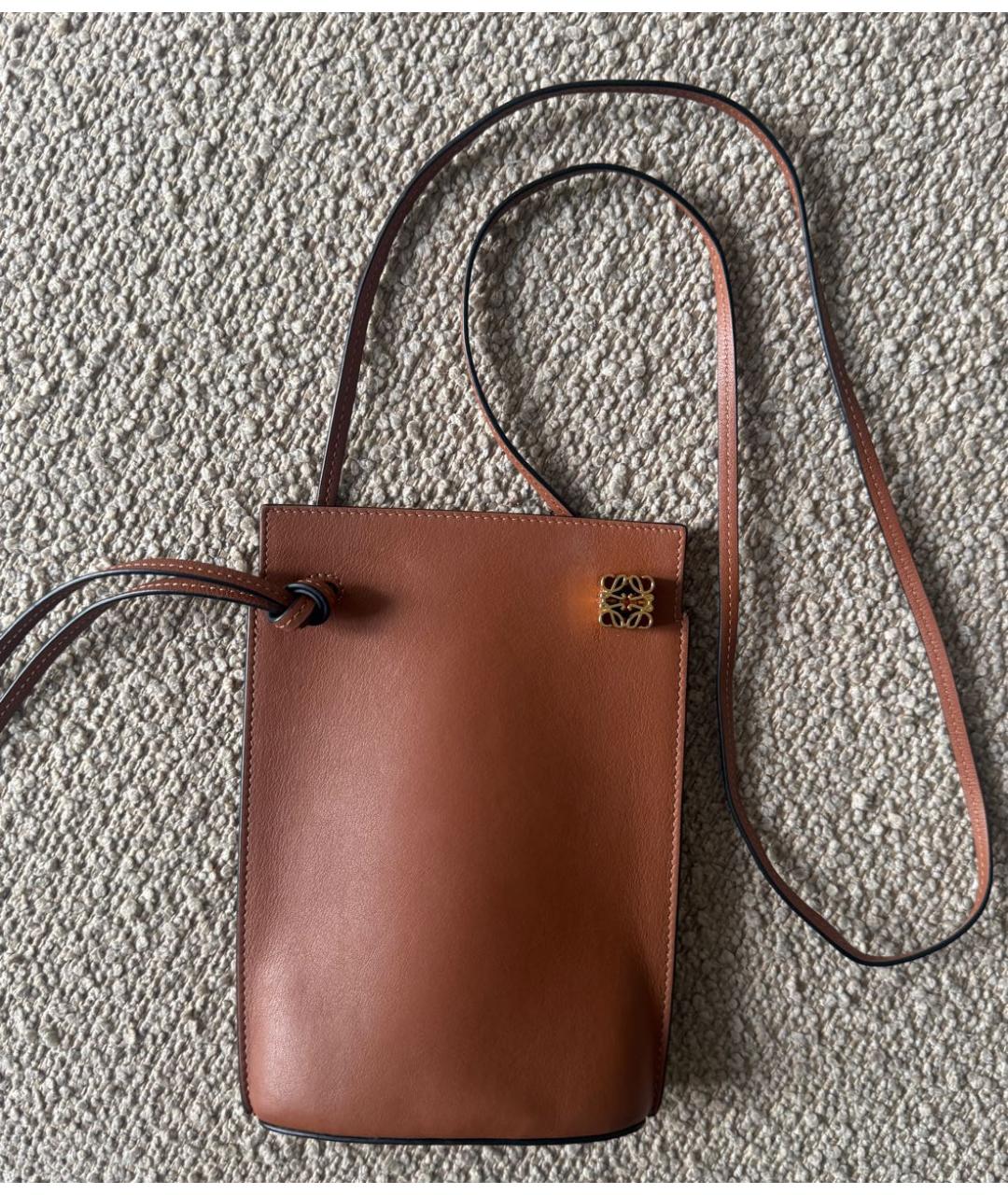 LOEWE Коричневая кожаная сумка через плечо, фото 4