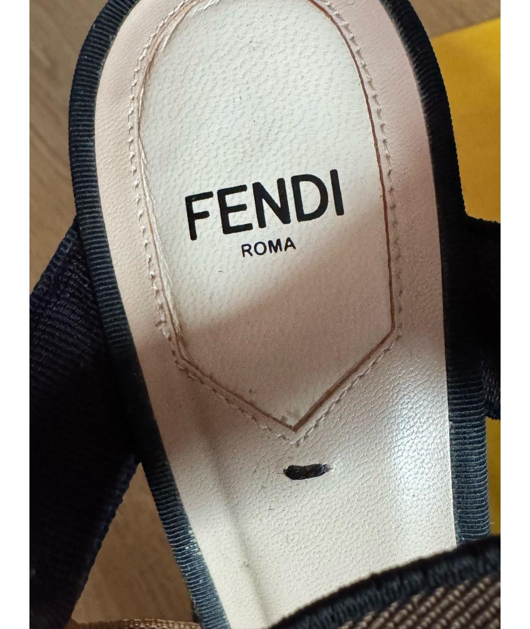 FENDI Коричневые текстильные туфли, фото 4