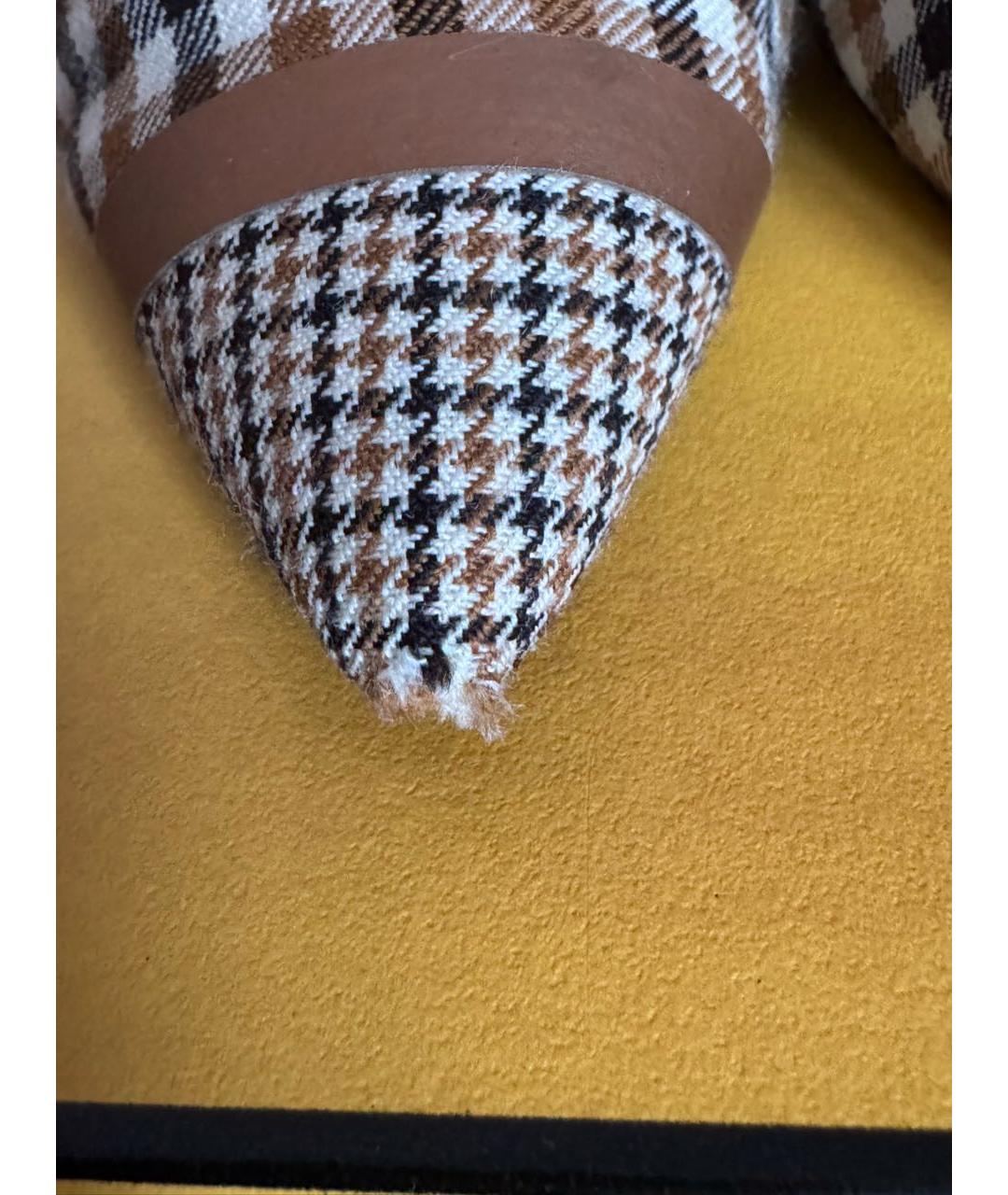 FENDI Коричневые текстильные туфли, фото 7