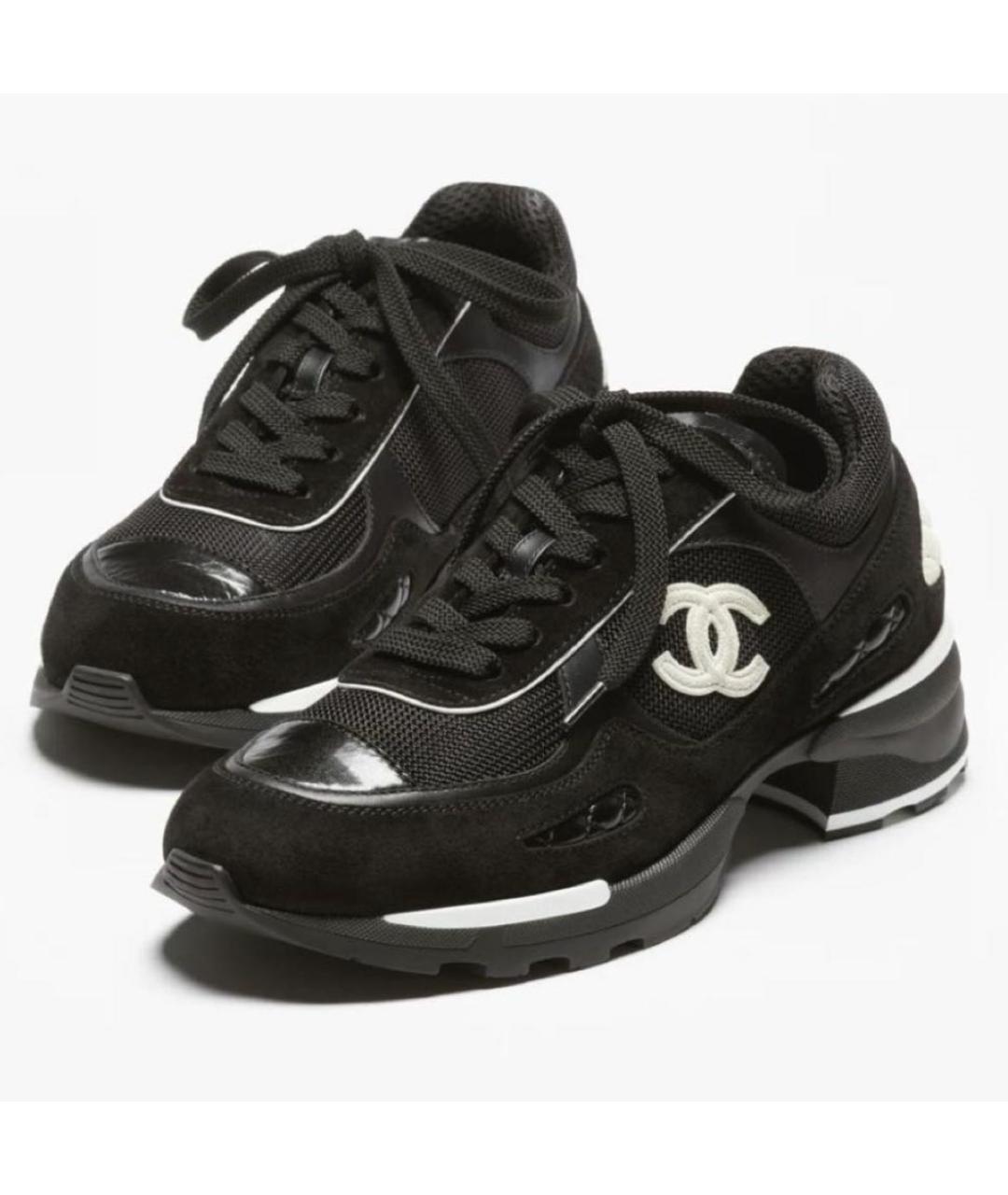 CHANEL Черные кожаные кроссовки, фото 2