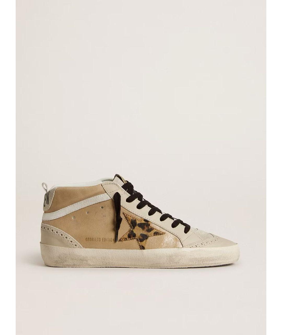 GOLDEN GOOSE DELUXE BRAND Бежевые кожаные кроссовки, фото 5