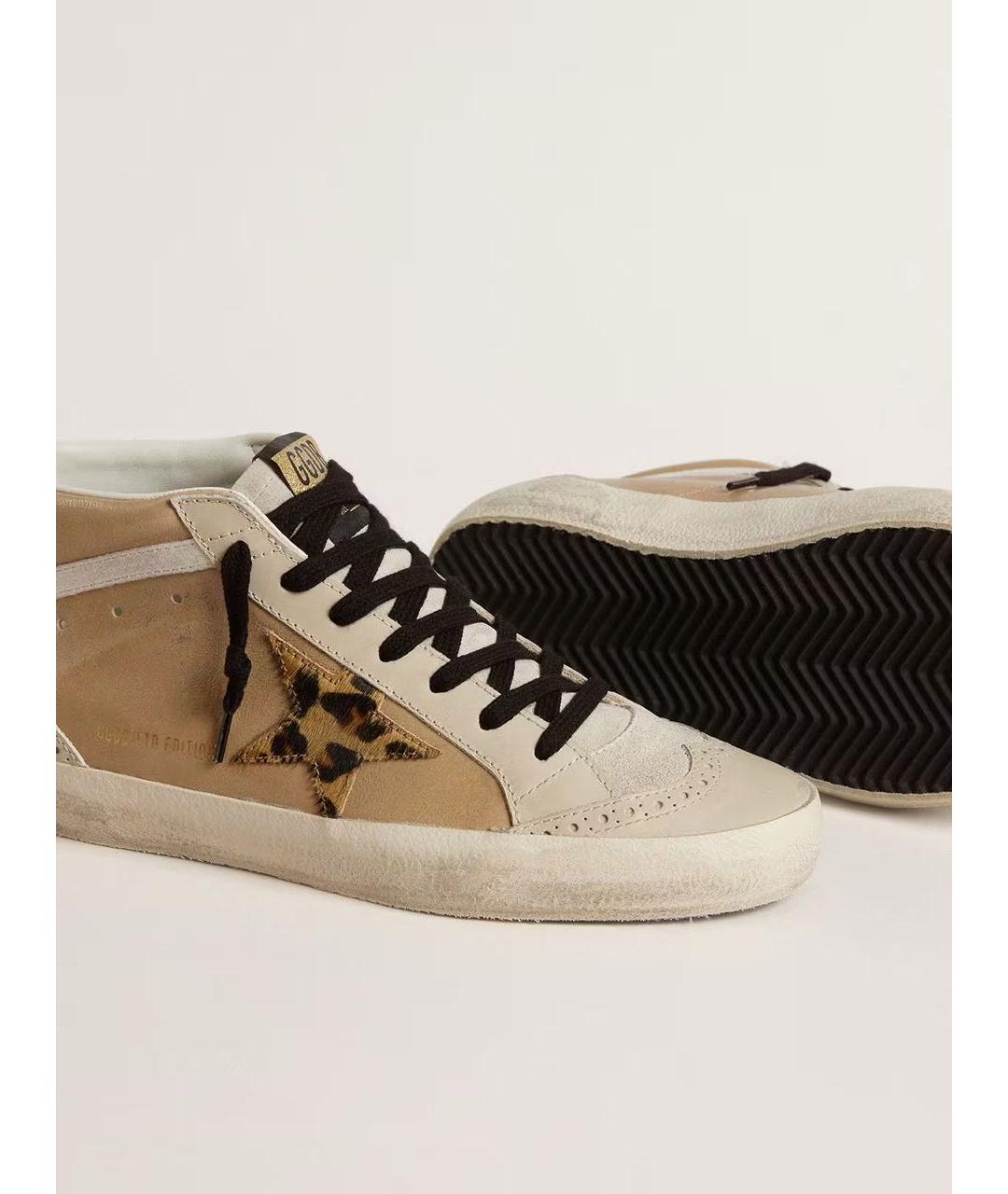 GOLDEN GOOSE DELUXE BRAND Бежевые кожаные кроссовки, фото 3