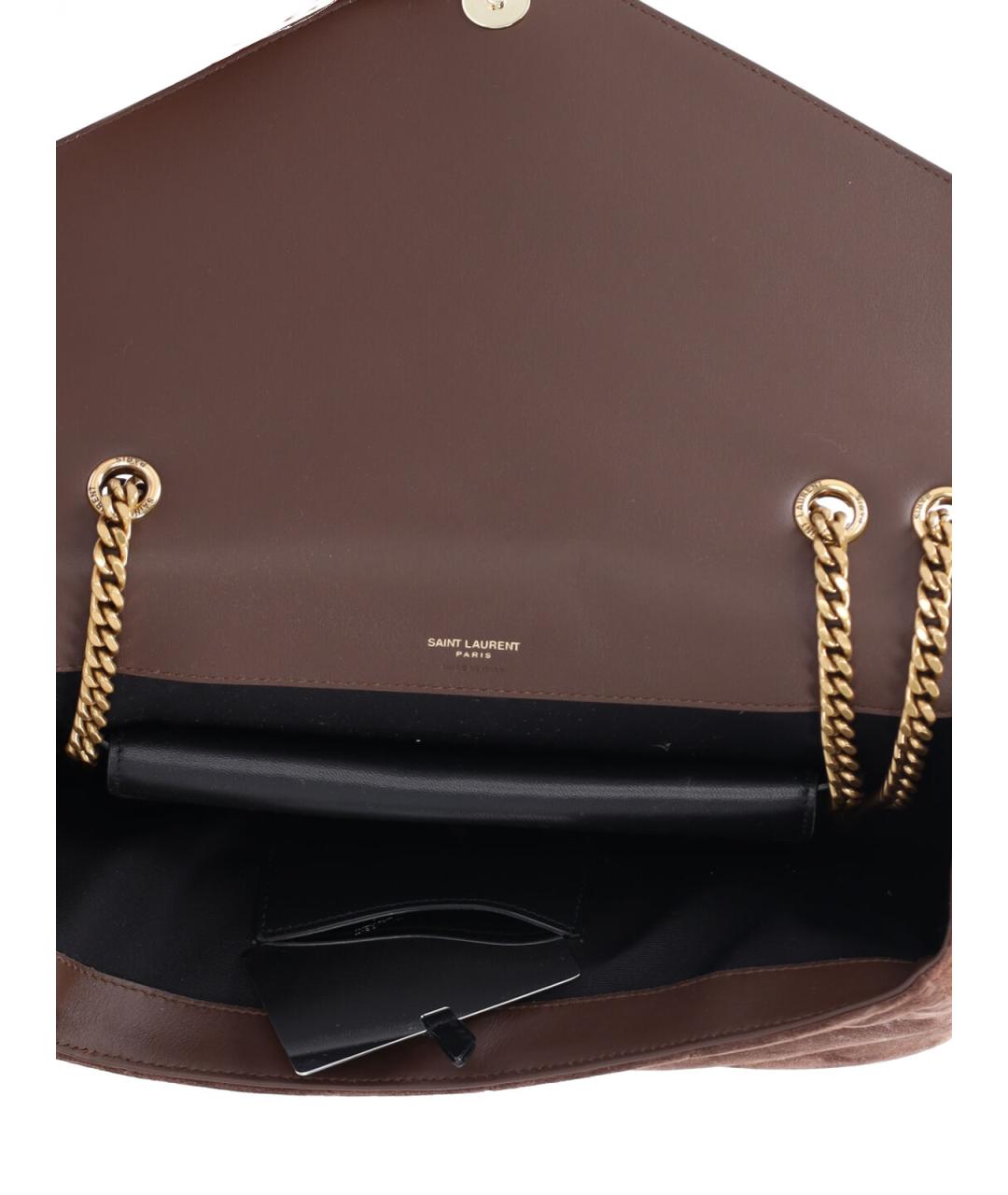 SAINT LAURENT Коричневая замшевая сумка через плечо, фото 4