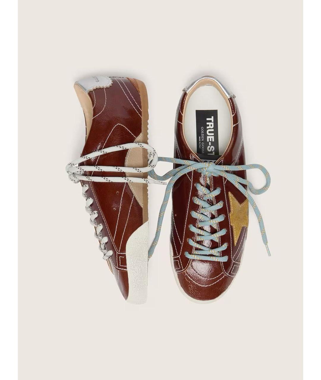 GOLDEN GOOSE DELUXE BRAND Коричневые кожаные кроссовки, фото 4