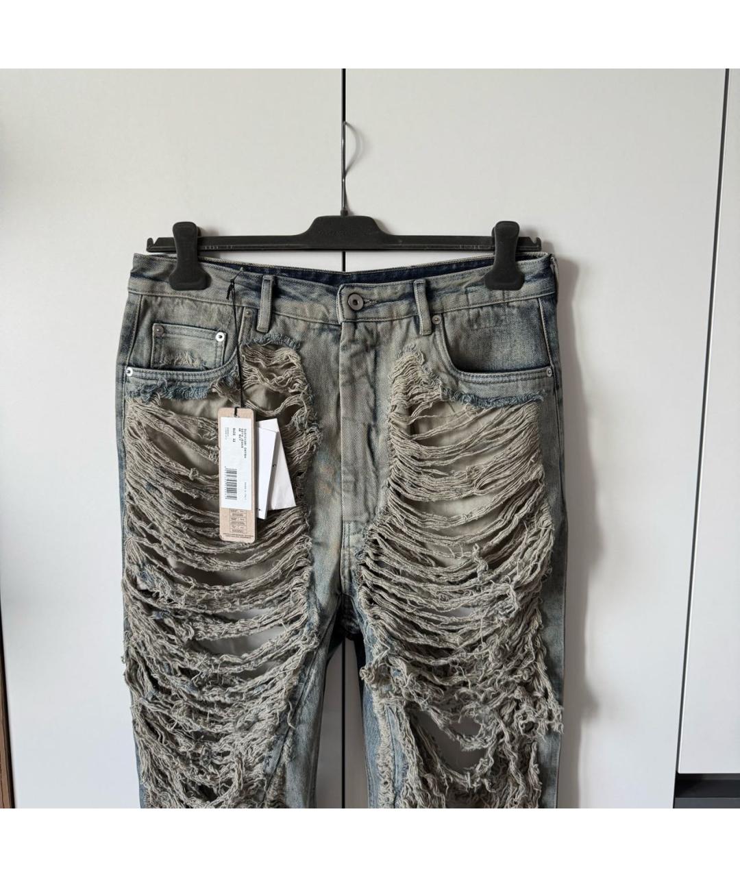 RICK OWENS DRKSHDW Серые хлопко-полиэстеровые прямые джинсы, фото 3