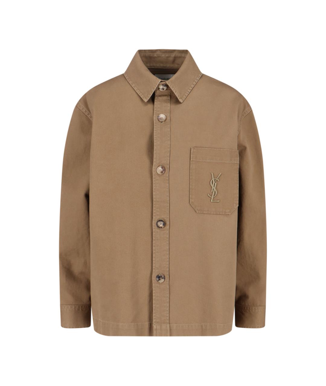 SAINT LAURENT Коричневая хлопковая рубашка, фото 1