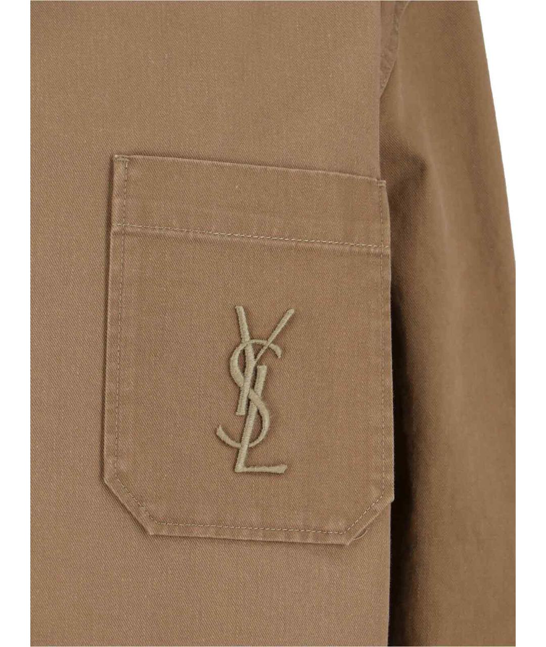 SAINT LAURENT Коричневая хлопковая рубашка, фото 4