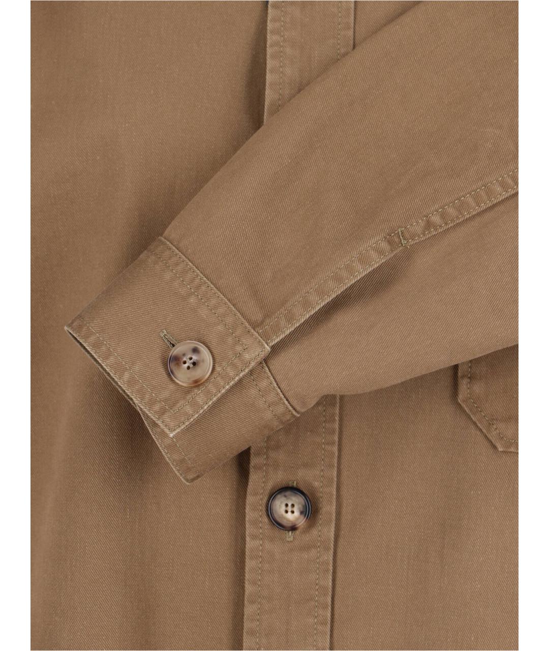SAINT LAURENT Коричневая хлопковая рубашка, фото 5
