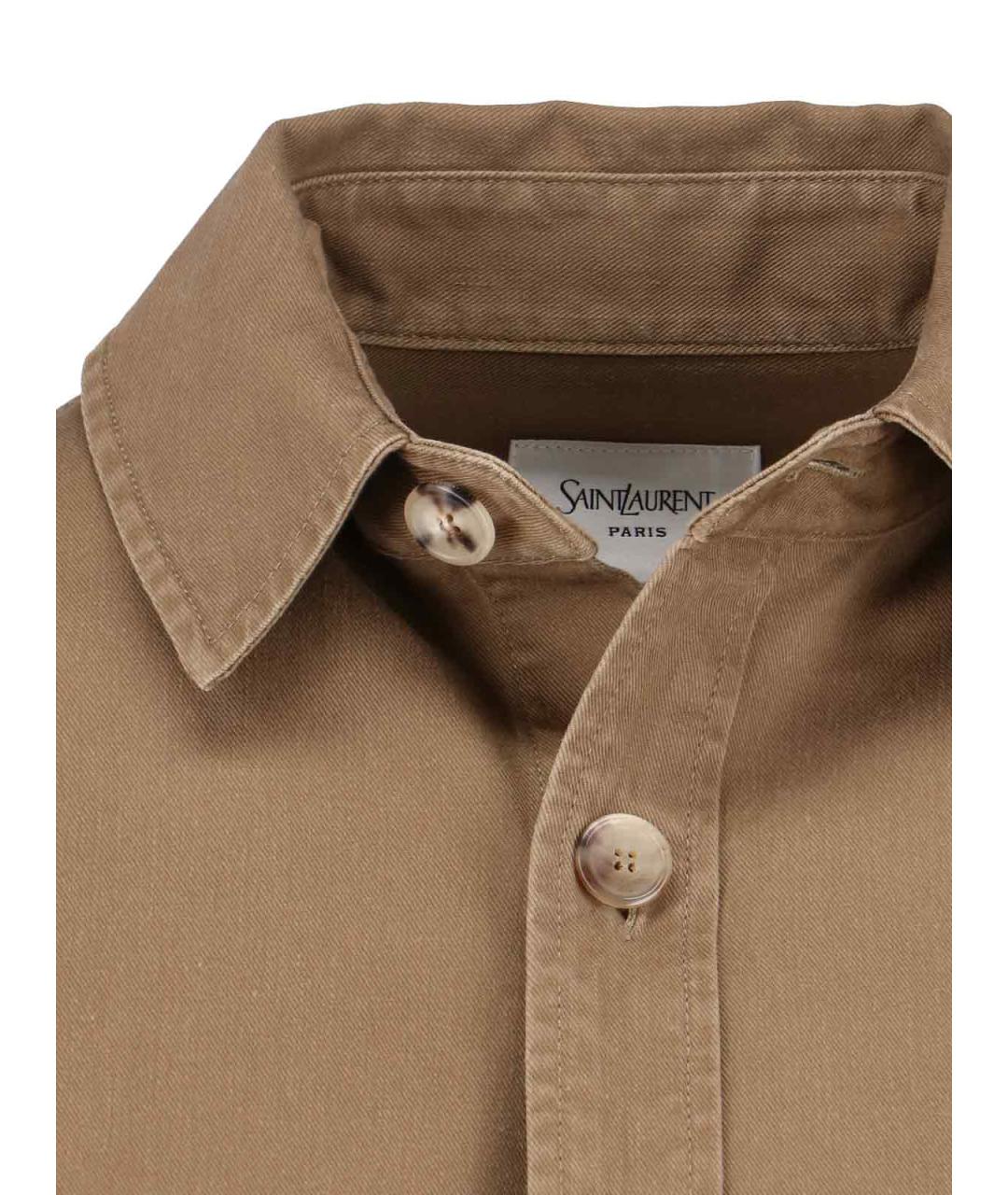 SAINT LAURENT Коричневая хлопковая рубашка, фото 3