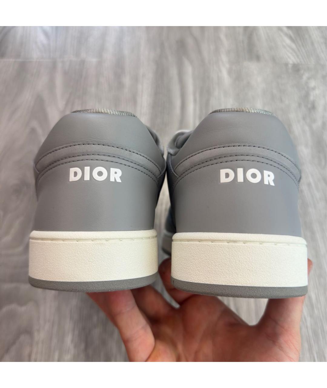 CHRISTIAN DIOR Серые кожаные низкие кроссовки / кеды, фото 8