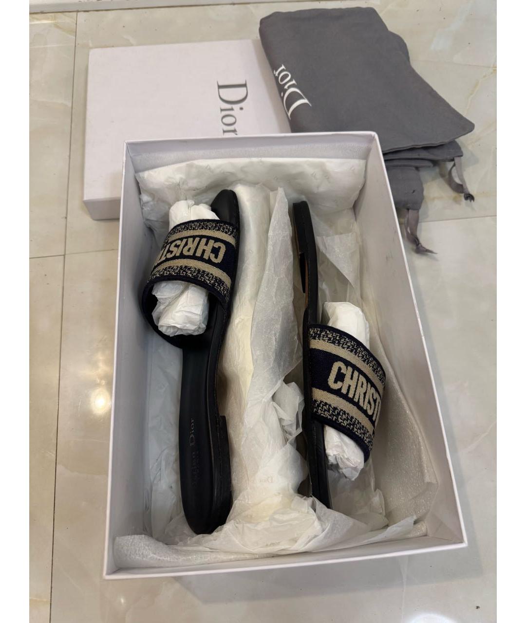 CHRISTIAN DIOR Синие кожаные сабо, фото 7