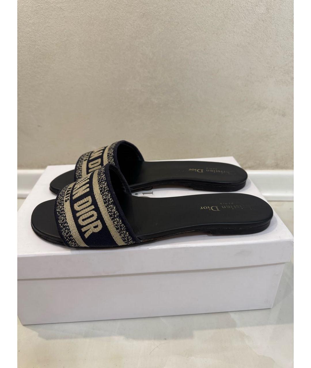 CHRISTIAN DIOR Синие кожаные сабо, фото 5