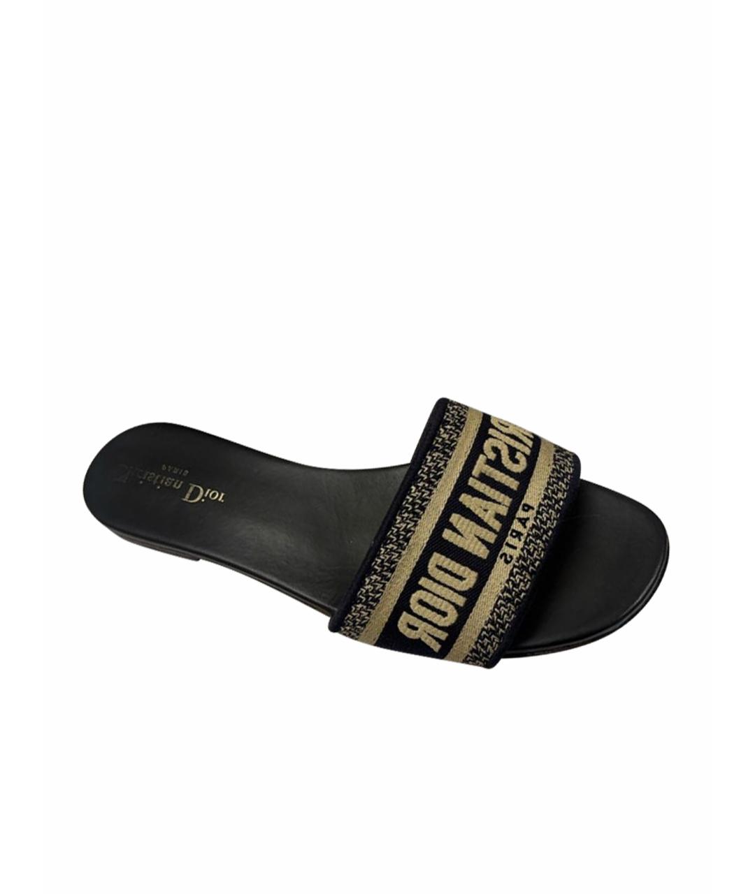 CHRISTIAN DIOR Синие кожаные сабо, фото 1