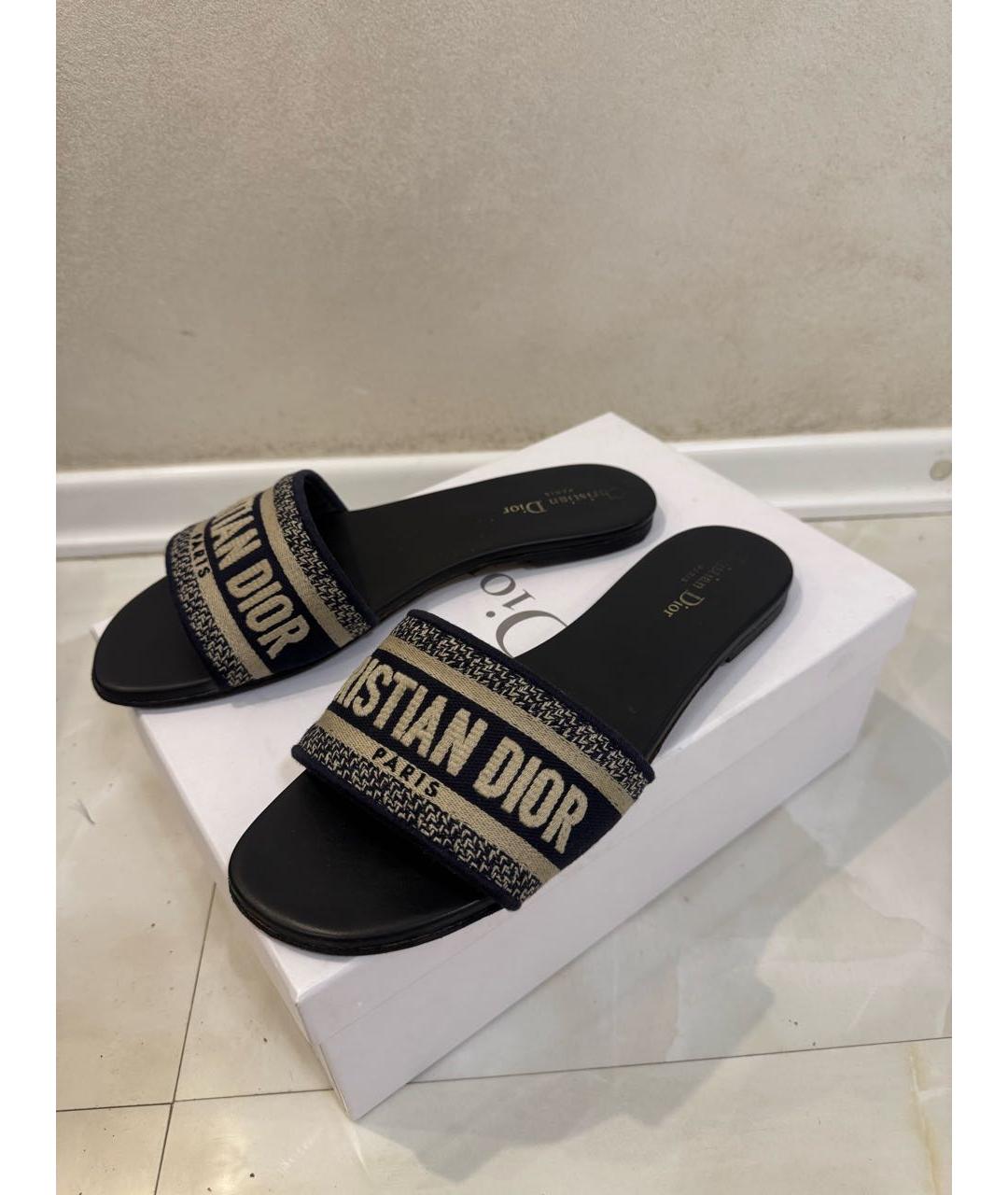 CHRISTIAN DIOR Синие кожаные сабо, фото 6