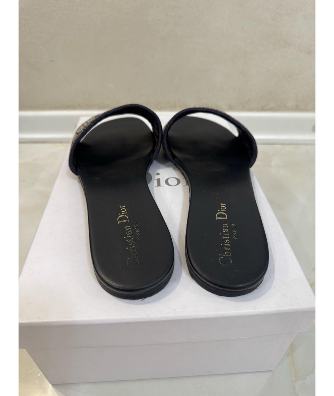 CHRISTIAN DIOR Синие кожаные сабо, фото 4