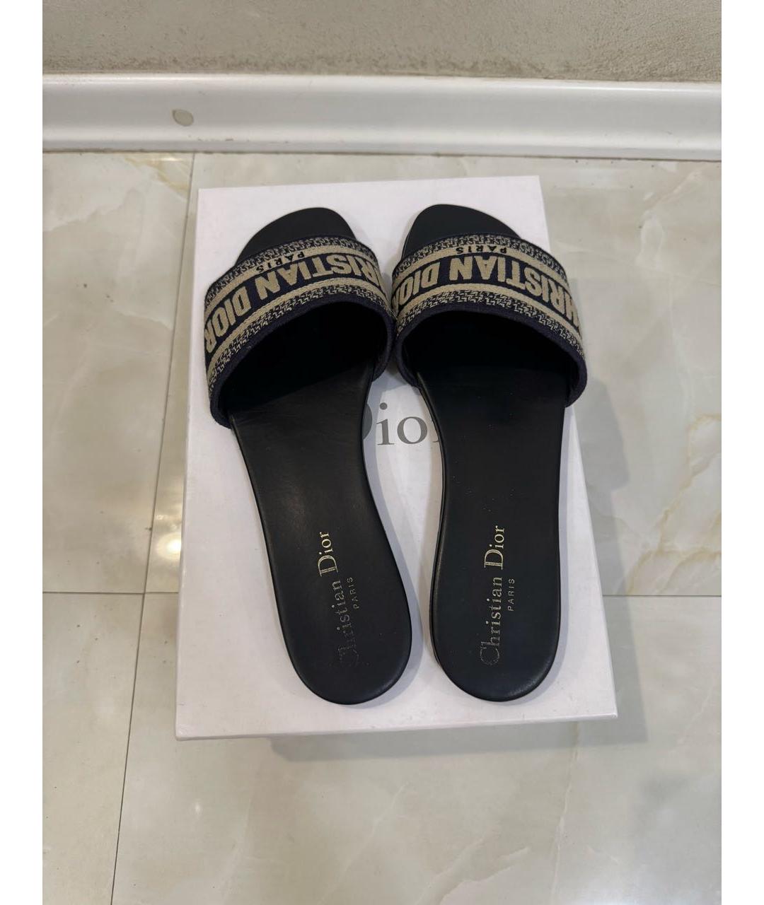 CHRISTIAN DIOR Синие кожаные сабо, фото 3