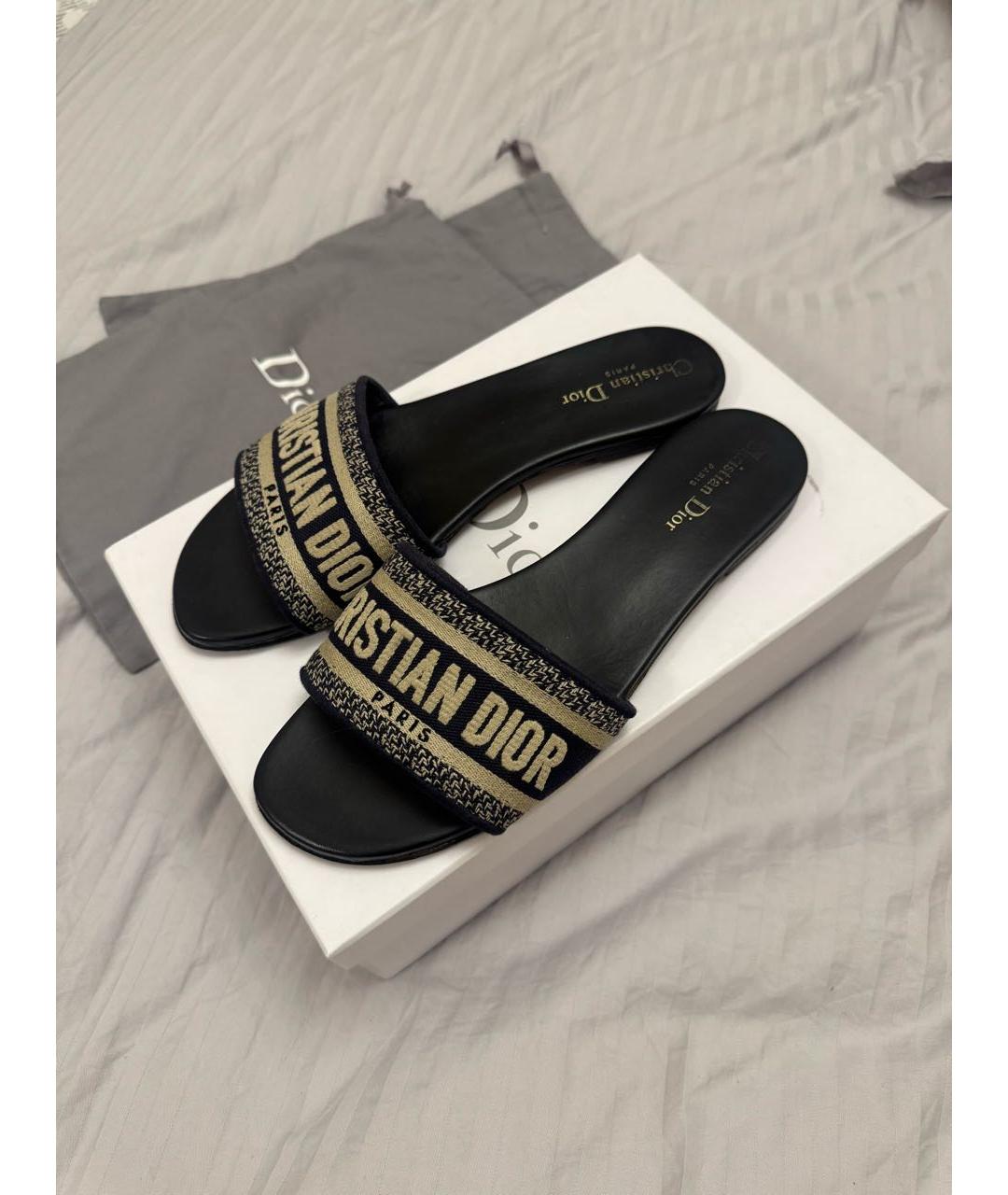 CHRISTIAN DIOR Синие кожаные сабо, фото 8