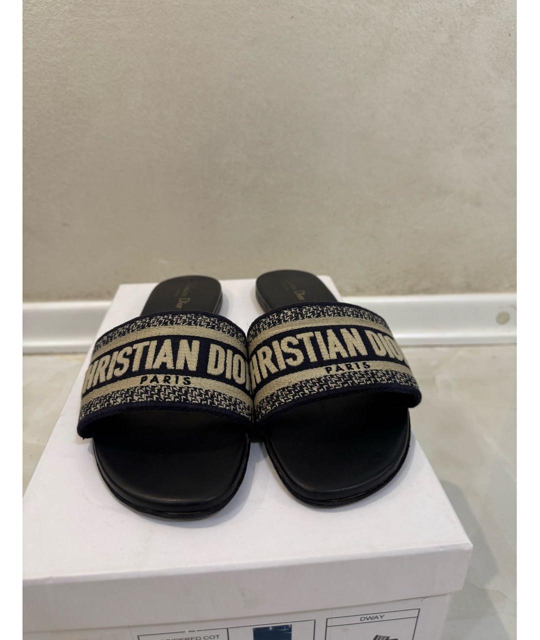 CHRISTIAN DIOR Синие кожаные сабо, фото 2