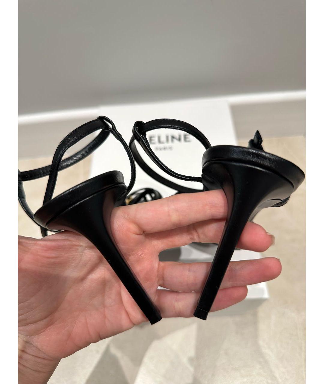 CELINE Черные кожаные босоножки, фото 4