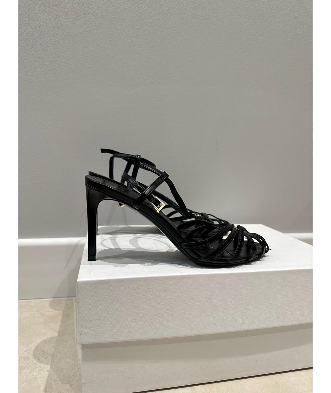 CELINE Черные кожаные босоножки, фото 7