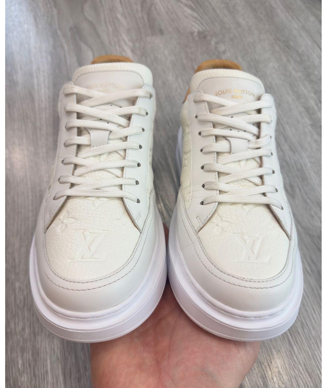 LOUIS VUITTON Белые кожаные низкие кроссовки / кеды, фото 5