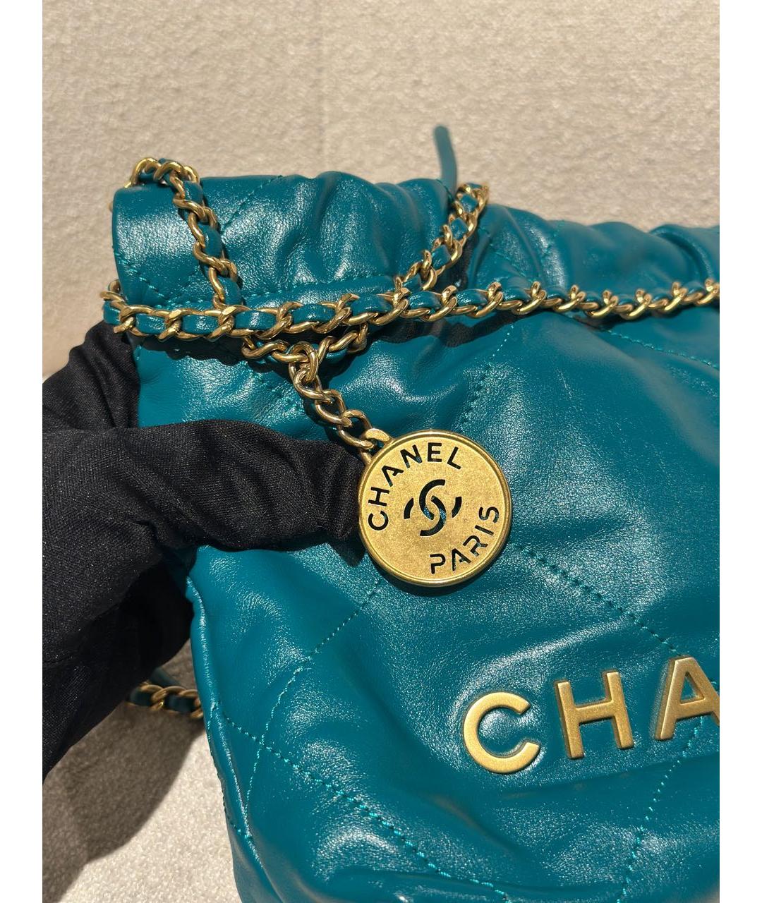 CHANEL Бирюзовая кожаная сумка через плечо, фото 2