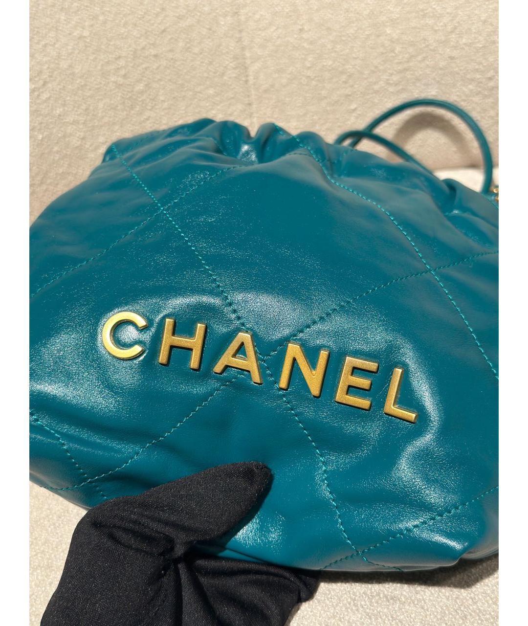 CHANEL Бирюзовая кожаная сумка через плечо, фото 3