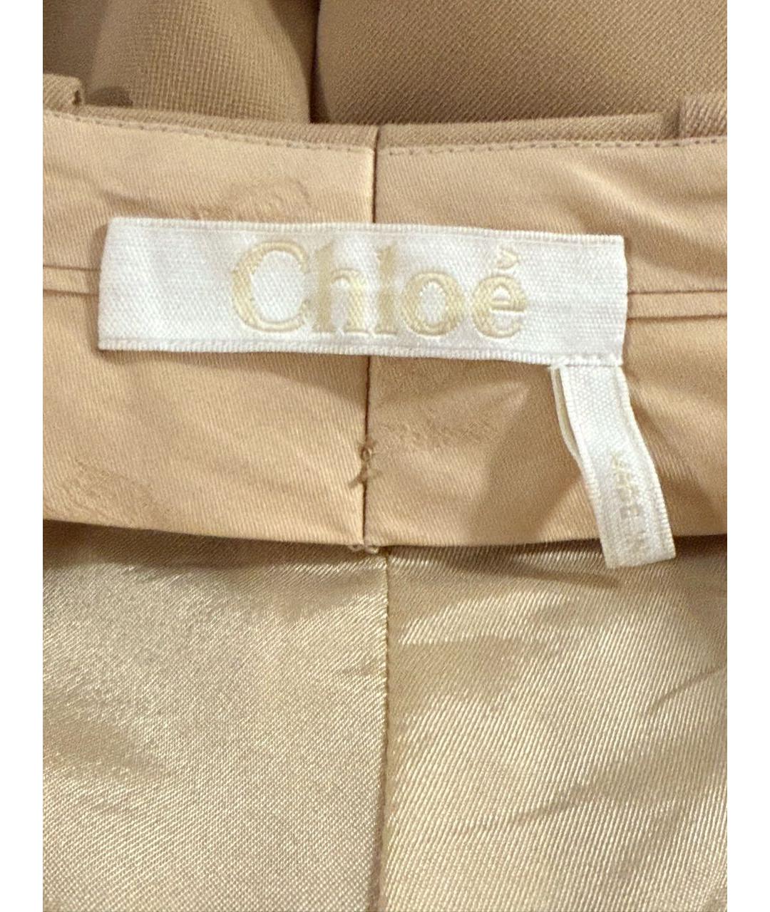 CHLOE Бежевые шерстяные прямые брюки, фото 3