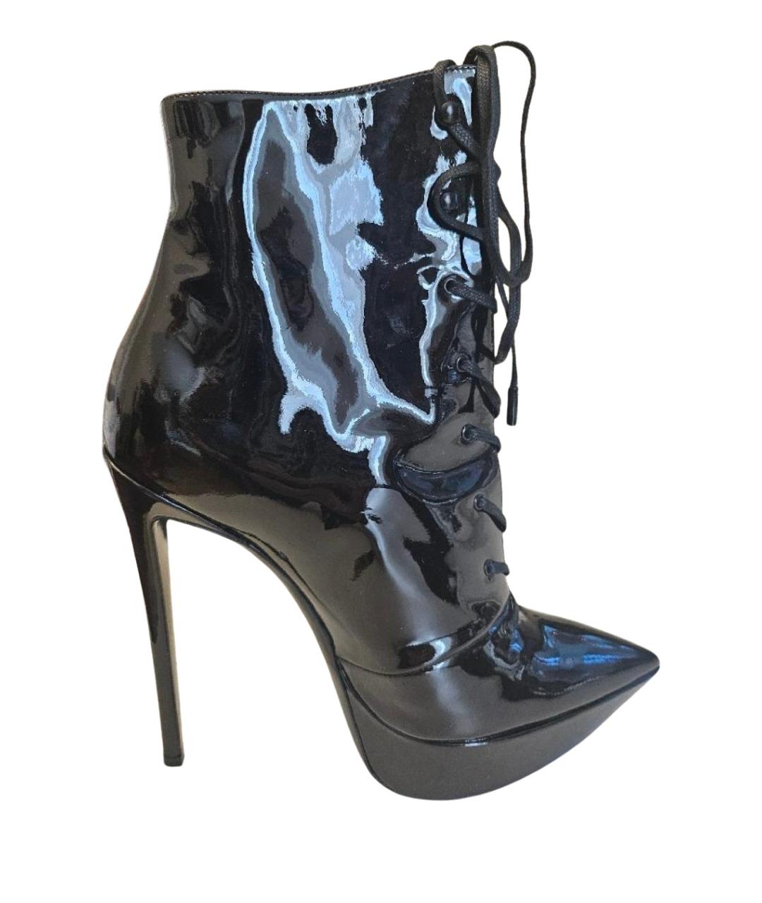 SAINT LAURENT Черные ботильоны из лакированной кожи, фото 1