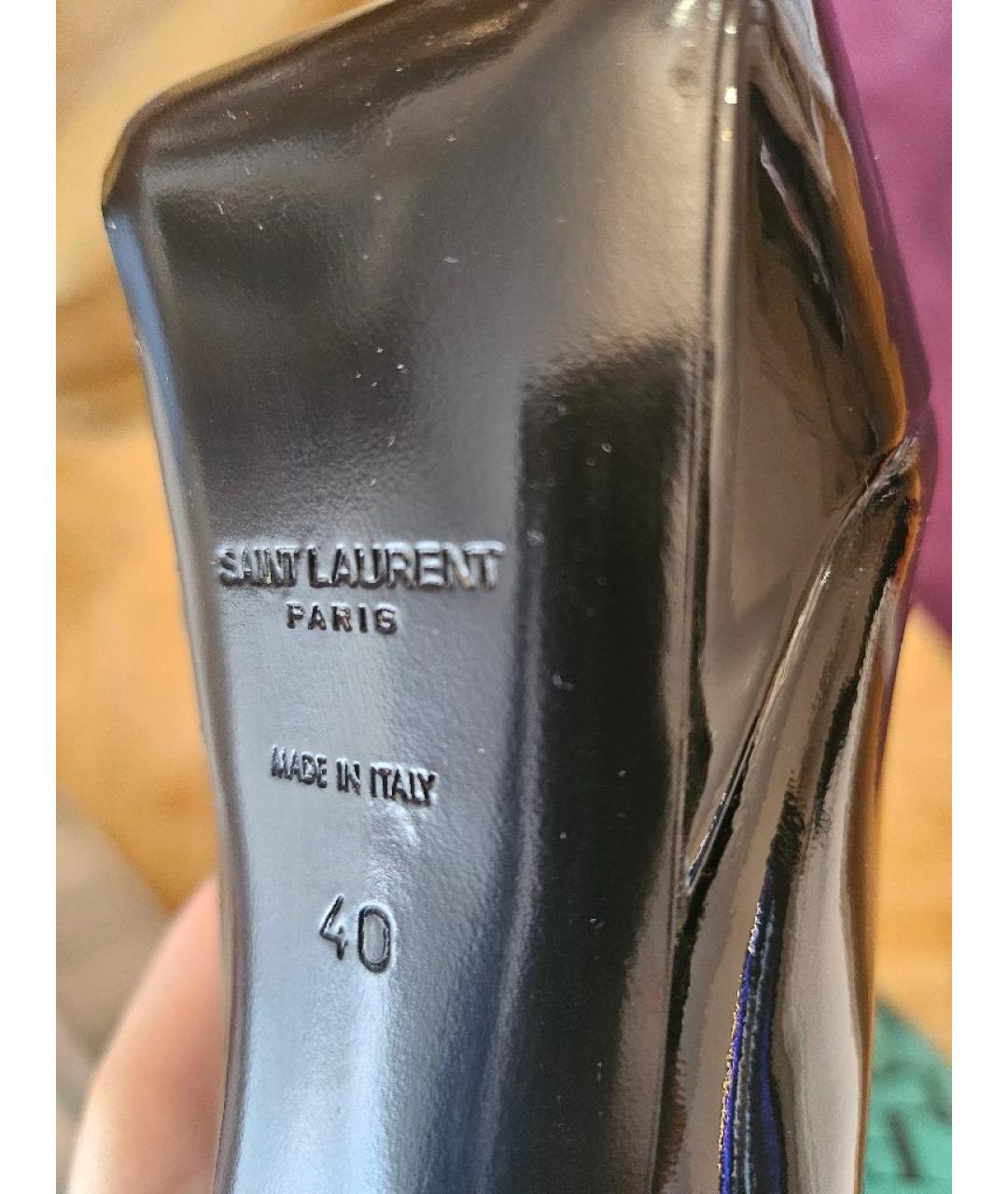 SAINT LAURENT Черные ботильоны из лакированной кожи, фото 5