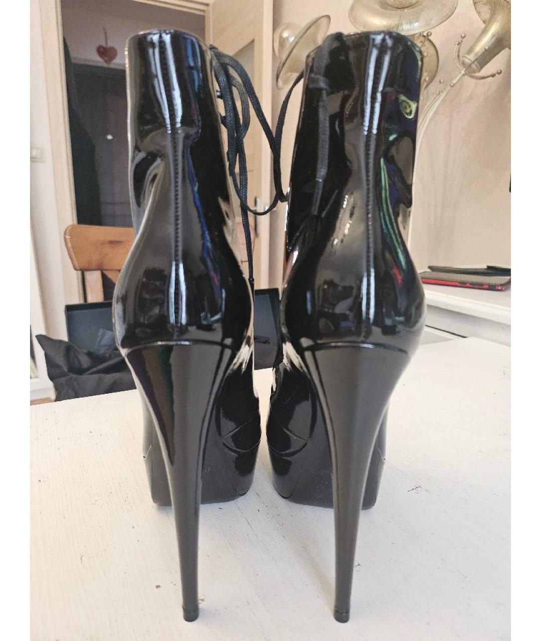 SAINT LAURENT Черные ботильоны из лакированной кожи, фото 4