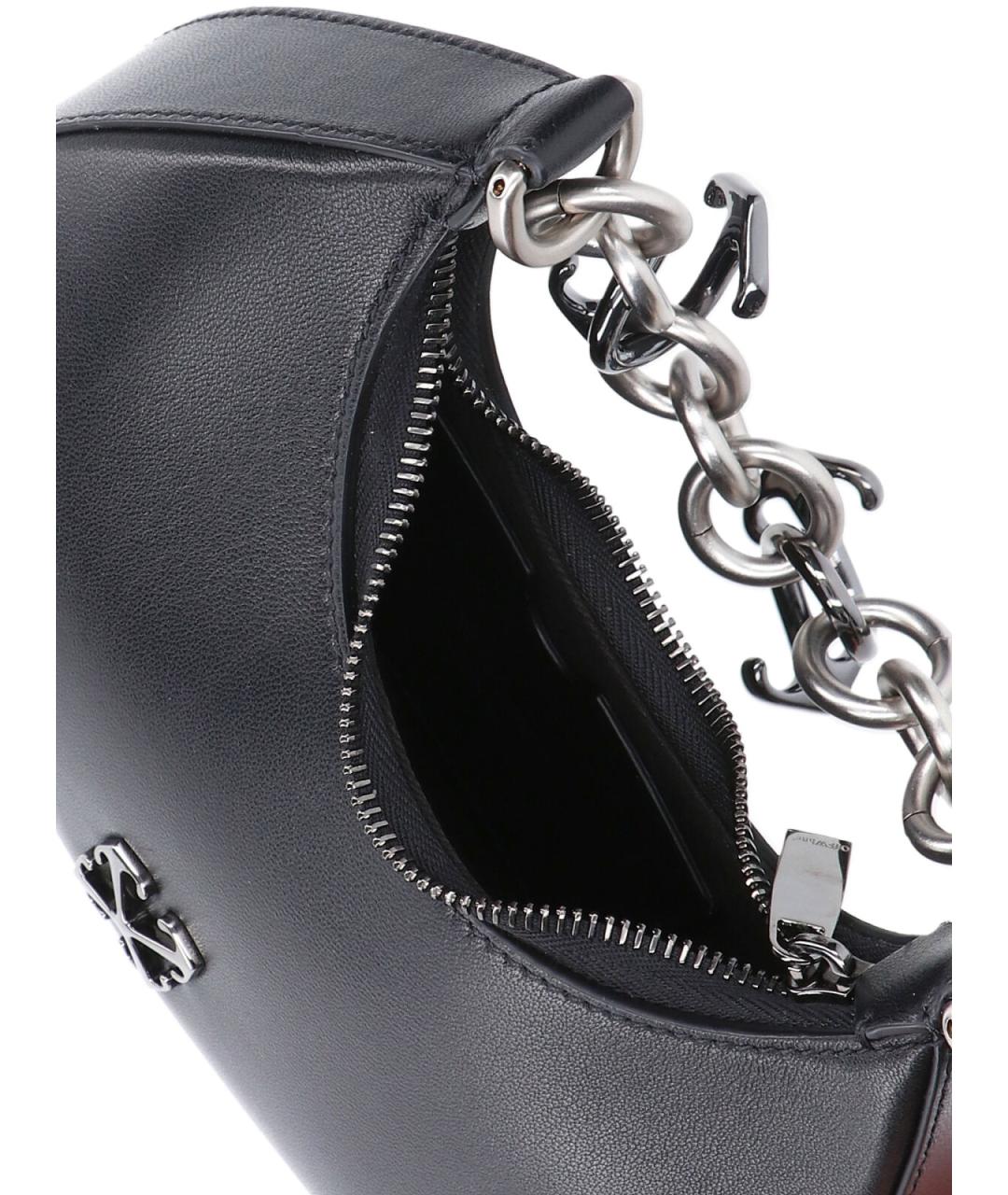 OFF-WHITE Черная кожаная сумка через плечо, фото 4