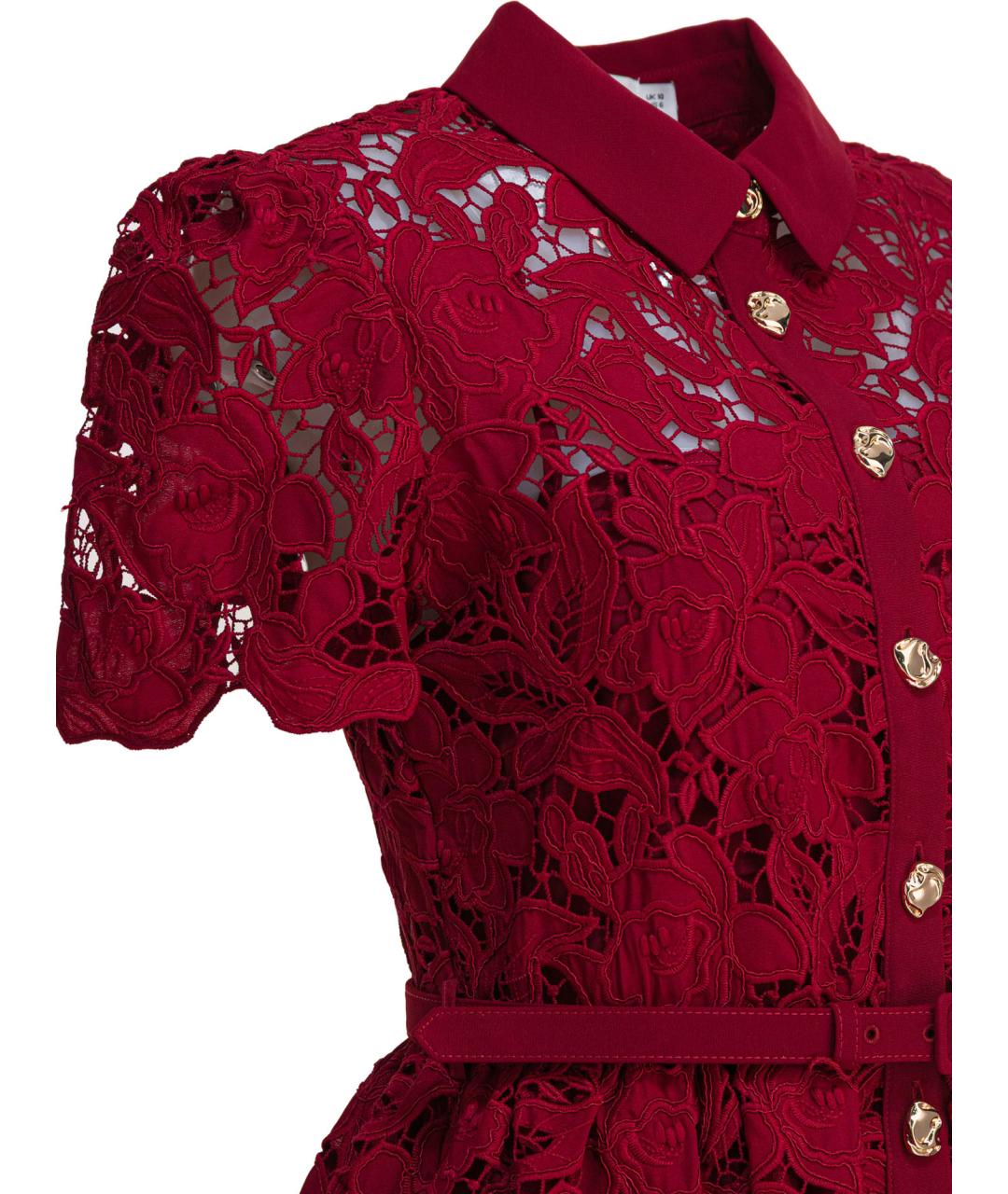 SELF-PORTRAIT Бордовое полиэстеровое коктейльное платье, фото 3