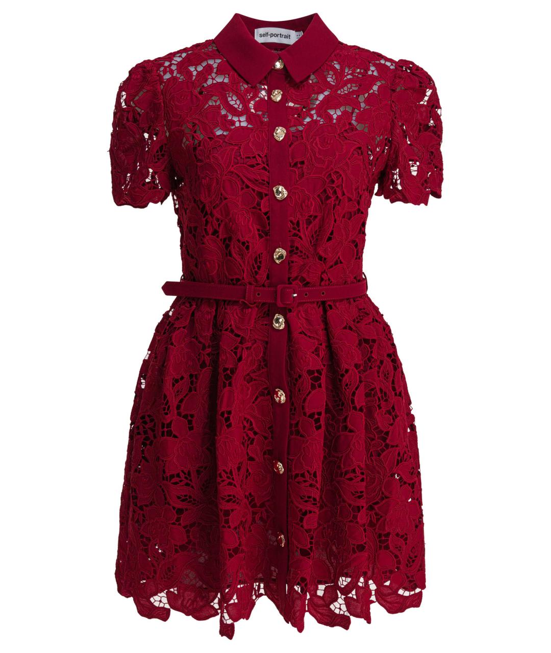 SELF-PORTRAIT Бордовое полиэстеровое коктейльное платье, фото 1