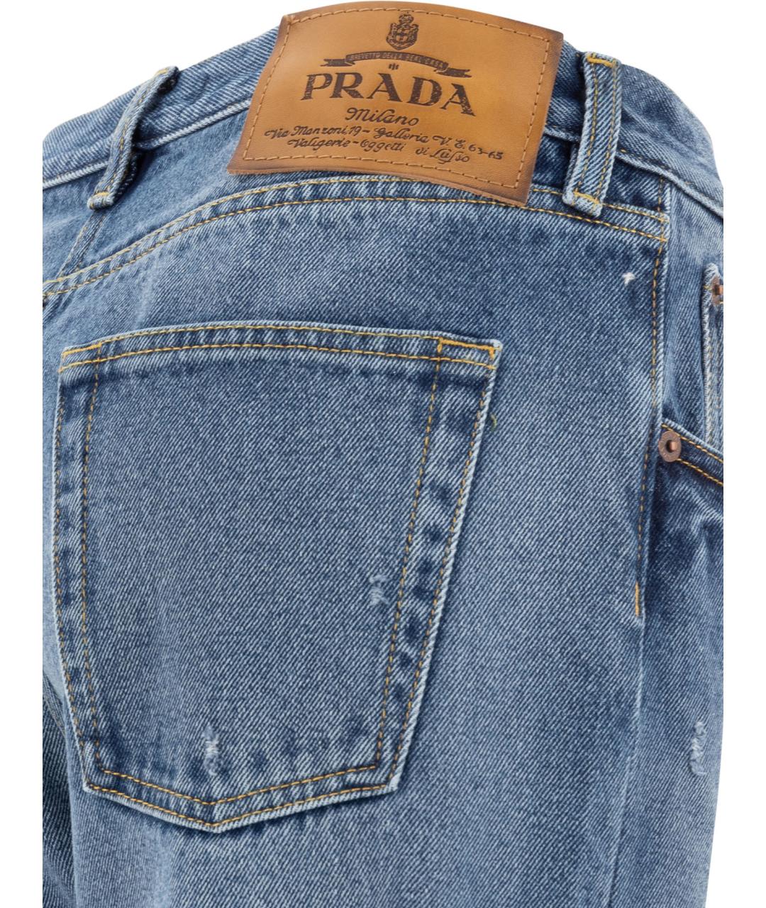 PRADA Синие хлопковые прямые джинсы, фото 4