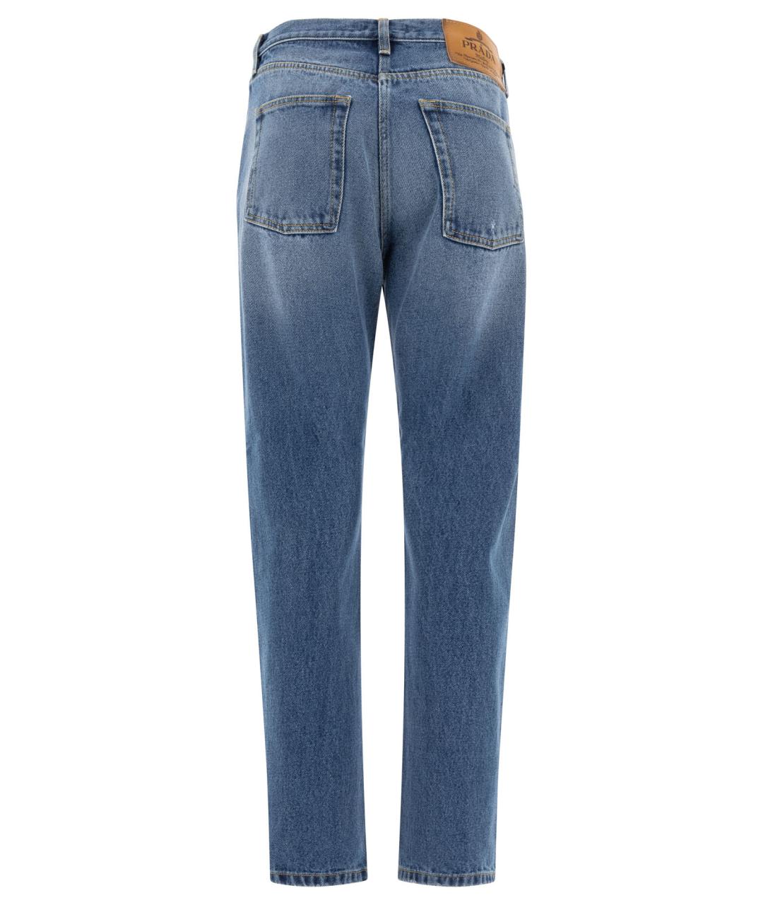 PRADA Синие хлопковые прямые джинсы, фото 2
