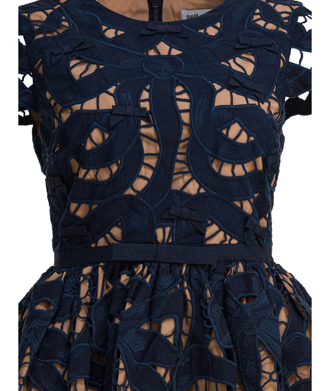 SELF-PORTRAIT Синее хлопковое повседневное платье, фото 3