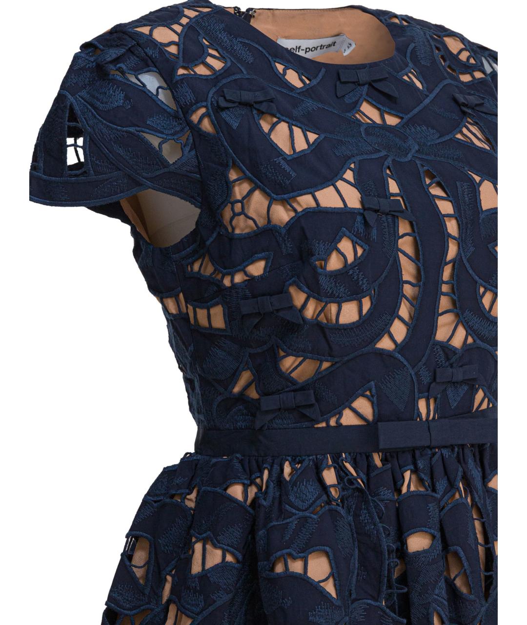 SELF-PORTRAIT Синее хлопковое повседневное платье, фото 6