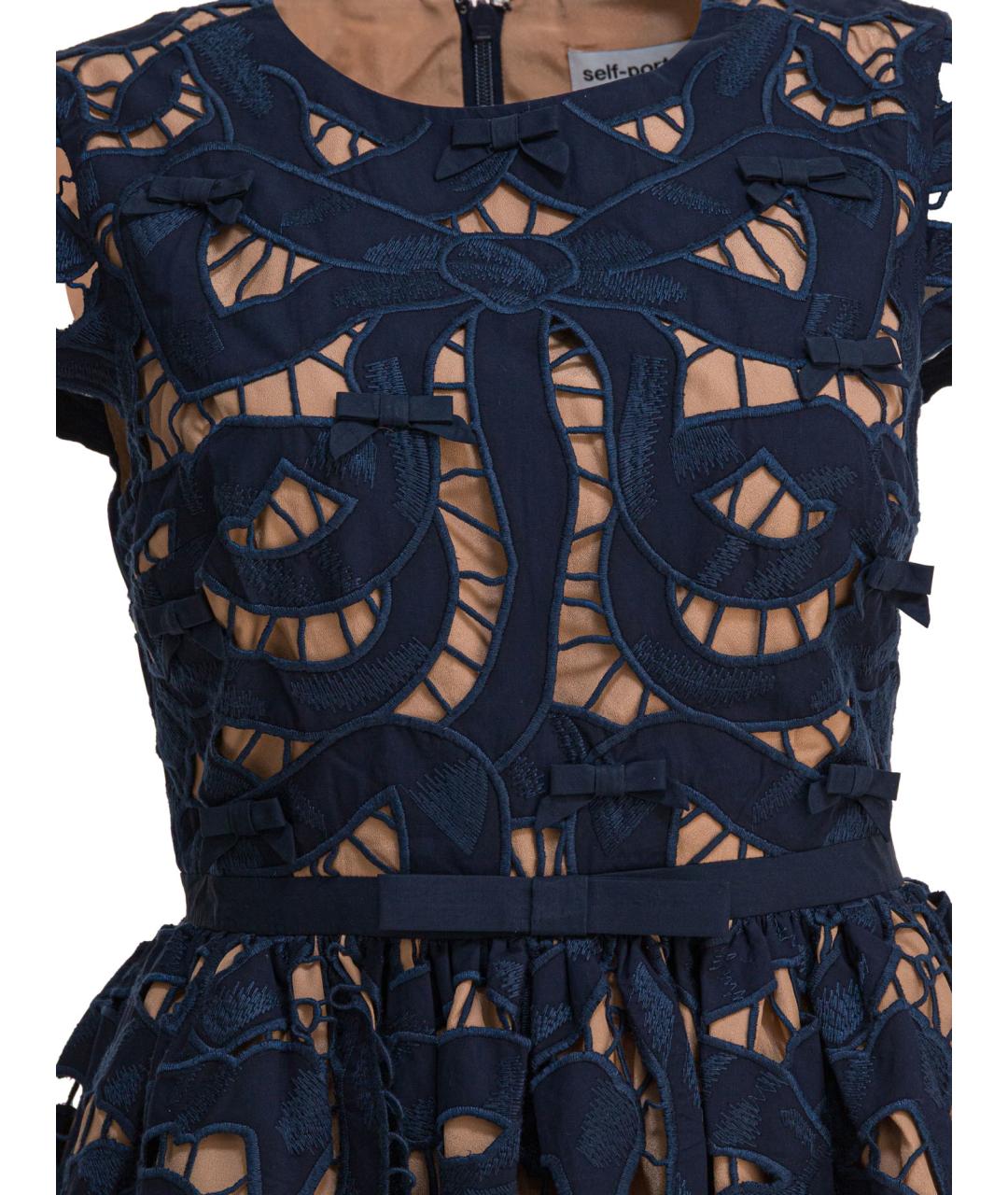 SELF-PORTRAIT Синее хлопковое повседневное платье, фото 5