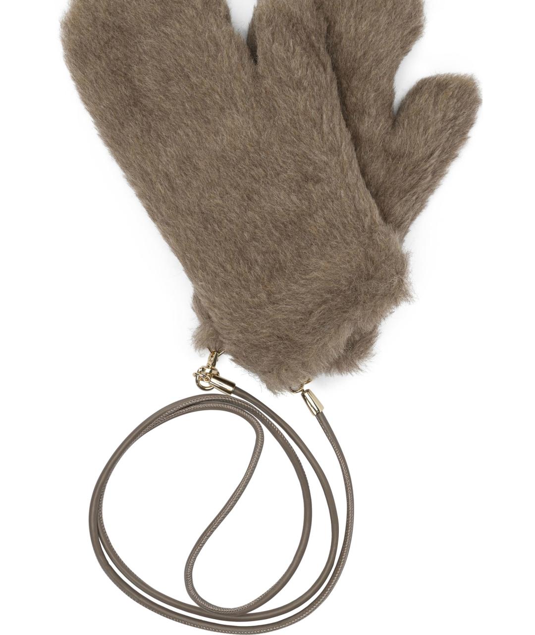 MAX MARA Коричневые шерстяные перчатки, фото 2