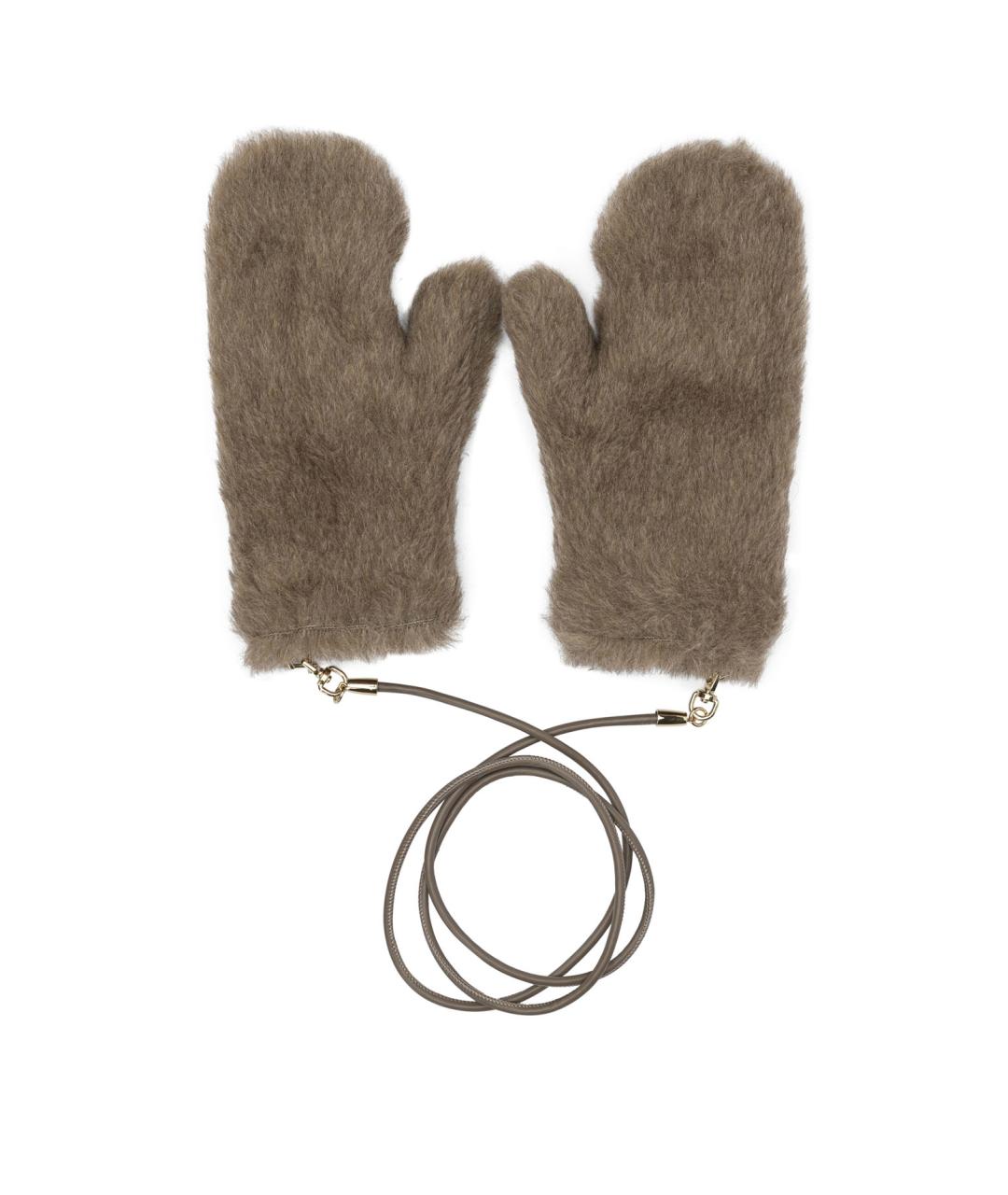 MAX MARA Коричневые шерстяные перчатки, фото 1