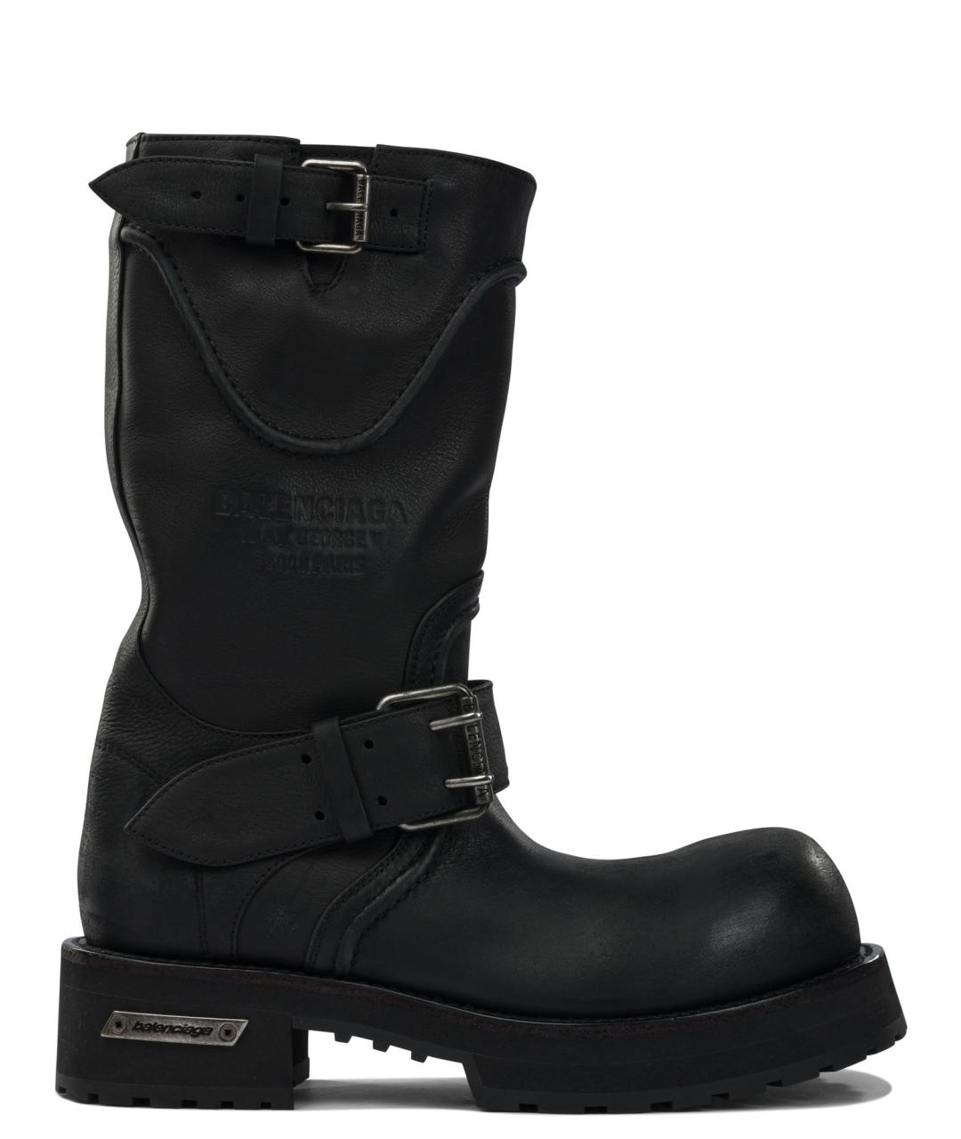 BALENCIAGA Черные кожаные ботинки, фото 1