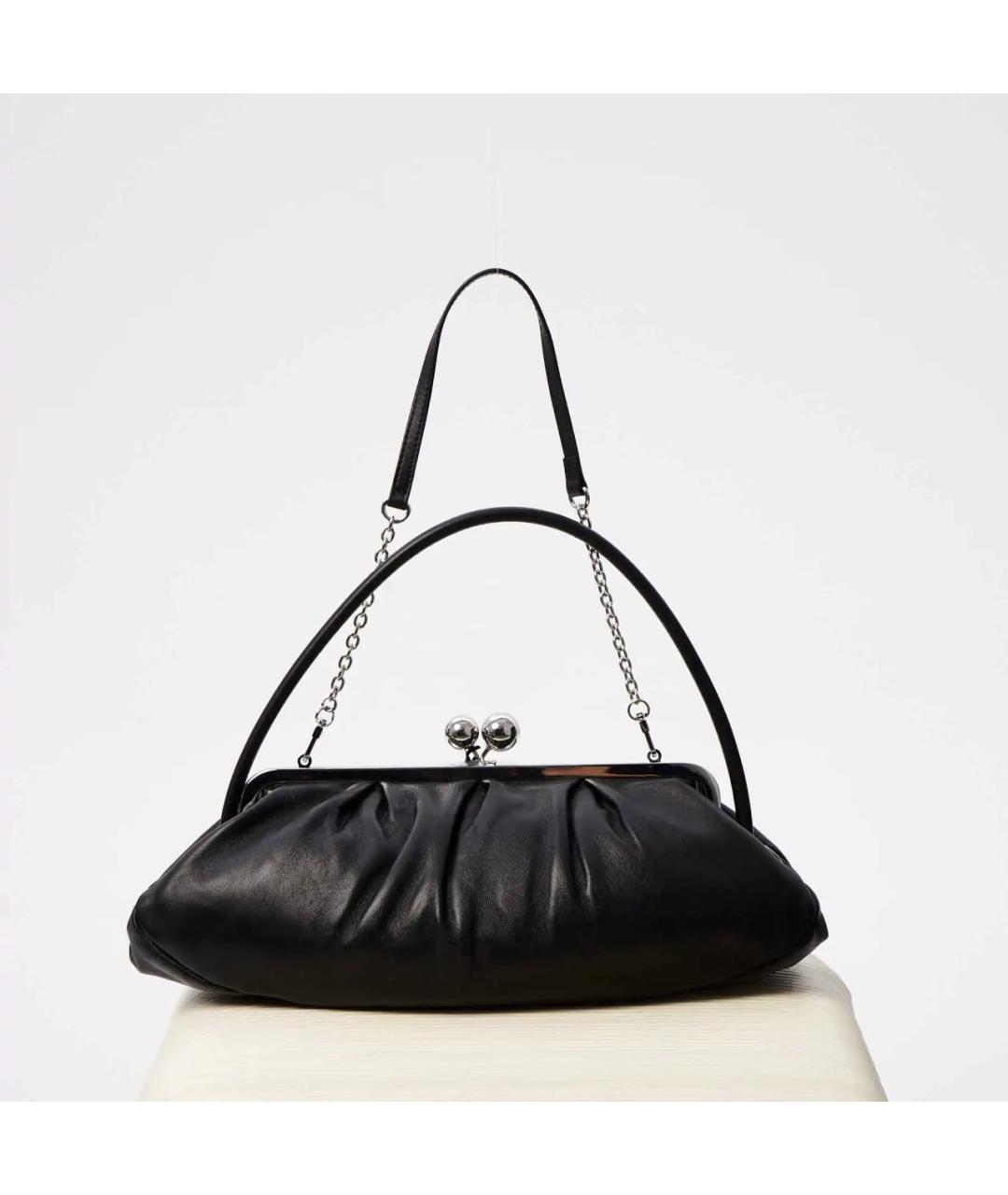 WEEKEND MAX MARA Черная кожаная сумка через плечо, фото 3